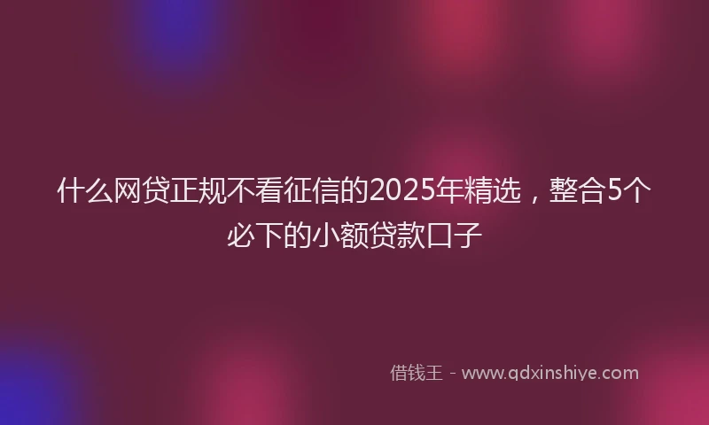 什么网贷正规不看征信的2025年精选，整合5个必下的小额贷款口子