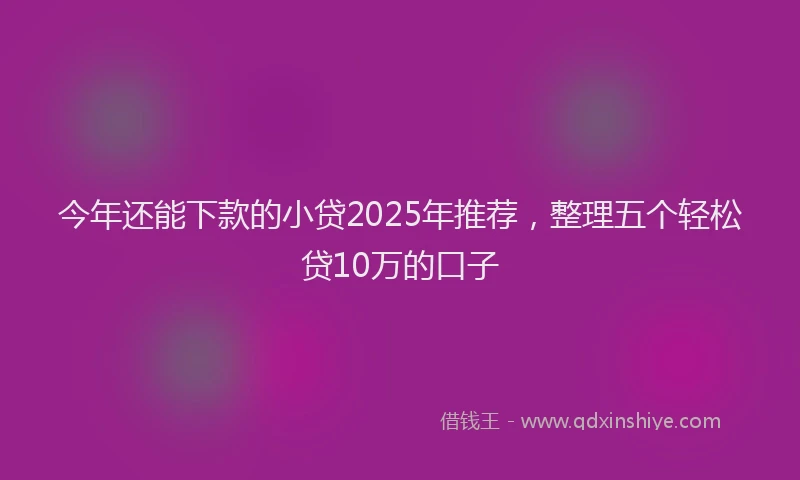 今年还能下款的小贷2025年推荐,整理五个轻松贷10万的口子
