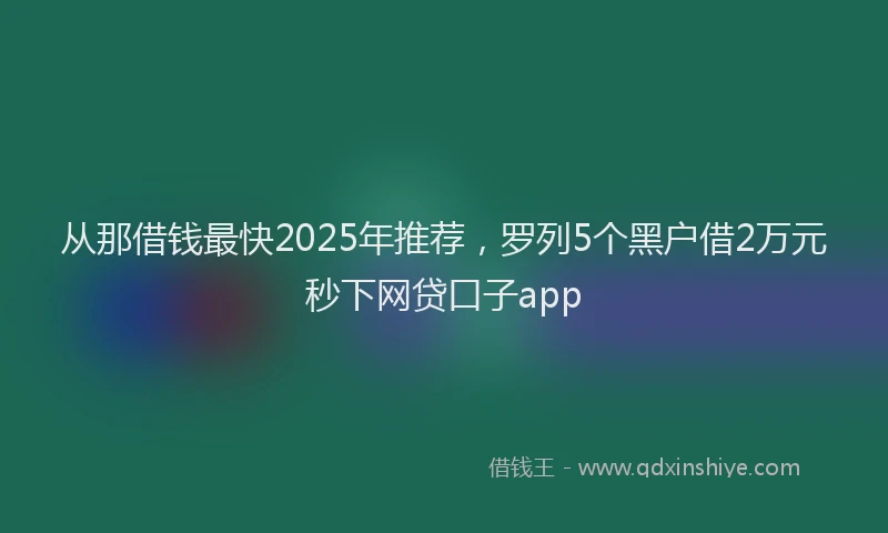 从那借钱最快2025年推荐，罗列5个黑户借2万元秒下网贷口子app
