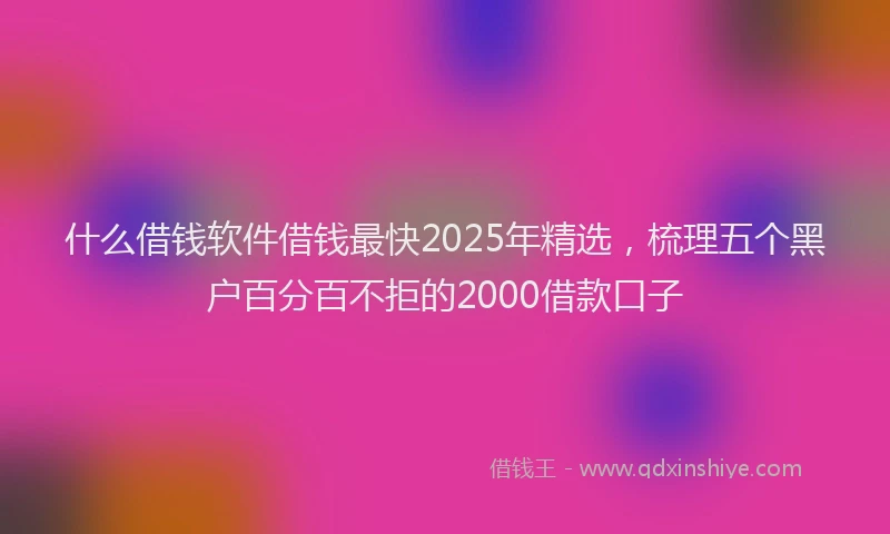 什么借钱软件借钱最快2025年精选,梳理五个黑户百分百不拒的2000借款口子