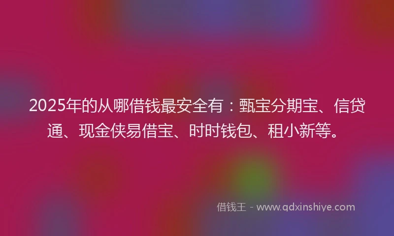 2025年的从哪借钱最安全有：甄宝分期宝、信贷通、现金侠易借宝、时时钱包、租小新等。