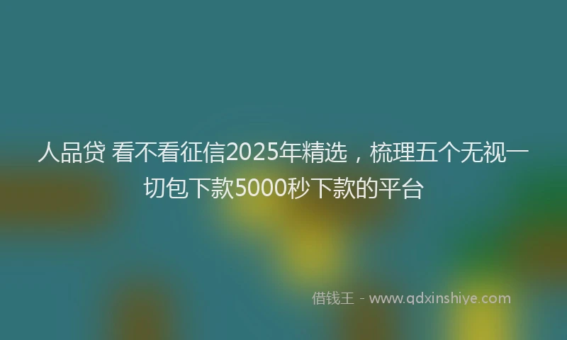 人品贷 看不看征信2025年精选,梳理五个无视一切包下款5000秒下款的平台