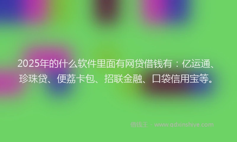 2025年的什么软件里面有网贷借钱有：亿运通、珍珠贷、便荔卡包、招联金融、口袋信用宝等。
