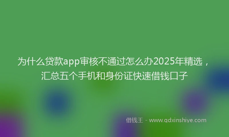 为什么贷款app审核不通过怎么办2025年精选，汇总五个手机和身份证快速借钱口子