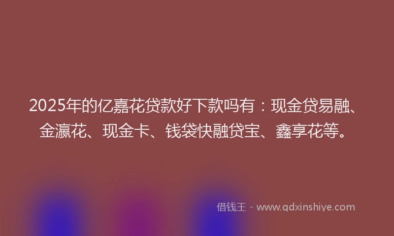 2025年的亿嘉花贷款好下款吗有：现金贷易融、金瀛花、现金卡、钱袋快融贷宝、鑫享花等。