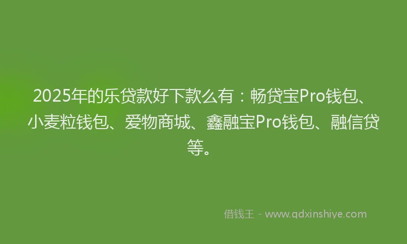 2025年的乐贷款好下款么有：畅贷宝Pro钱包、小麦粒钱包、爱物商城、鑫融宝Pro钱包、融信贷等。