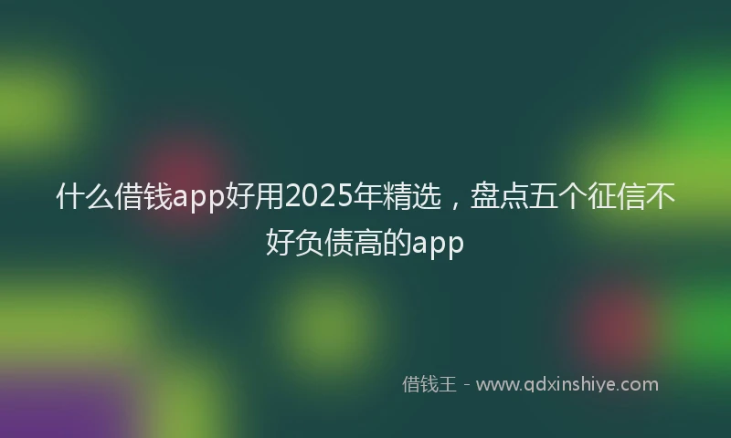 什么借钱app好用2025年精选，盘点五个征信不好负债高的app