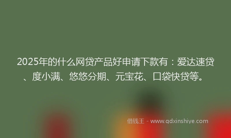 2025年的什么网贷产品好申请下款有：爱达速贷、度小满、悠悠分期、元宝花、口袋快贷等。