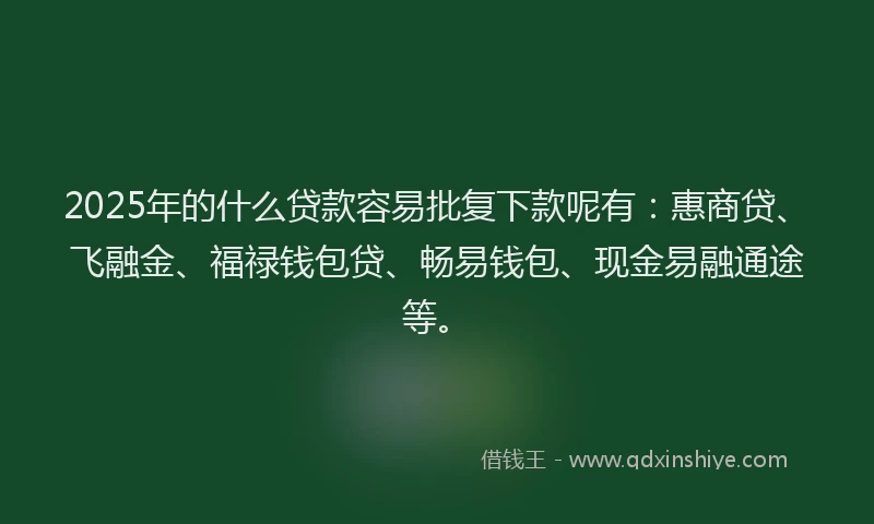 2025年的什么贷款容易批复下款呢有：惠商贷、飞融金、福禄钱包贷、畅易钱包、现金易融通途等。