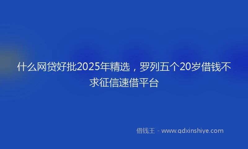 什么网贷好批2025年精选，罗列五个20岁借钱不求征信速借平台