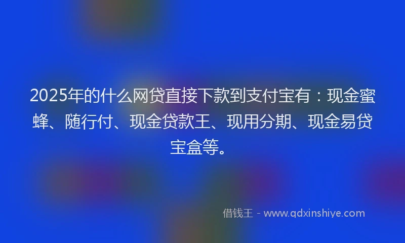 2025年的什么网贷直接下款到支付宝有：现金蜜蜂、随行付、现金贷款王、现用分期、现金易贷宝盒等。