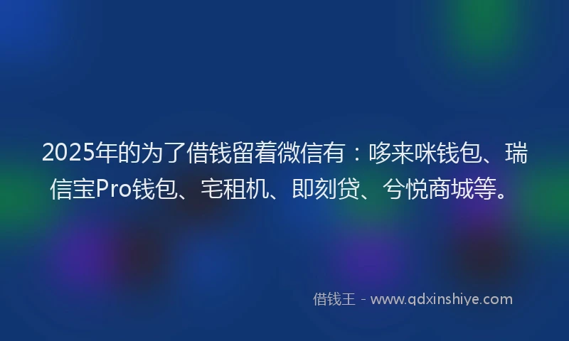 2025年的为了借钱留着微信有:哆来咪钱包、瑞信宝Pro钱包、宅租机、即刻贷、兮悦商城等。