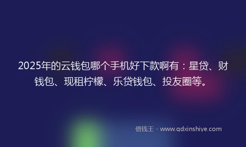 2025年的云钱包哪个手机好下款啊有：星贷、财钱包、现租柠檬、乐贷钱包、投友圈等。
