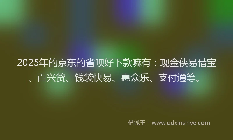 2025年的京东的省呗好下款嘛有：现金侠易借宝、百兴贷、钱袋快易、惠众乐、支付通等。