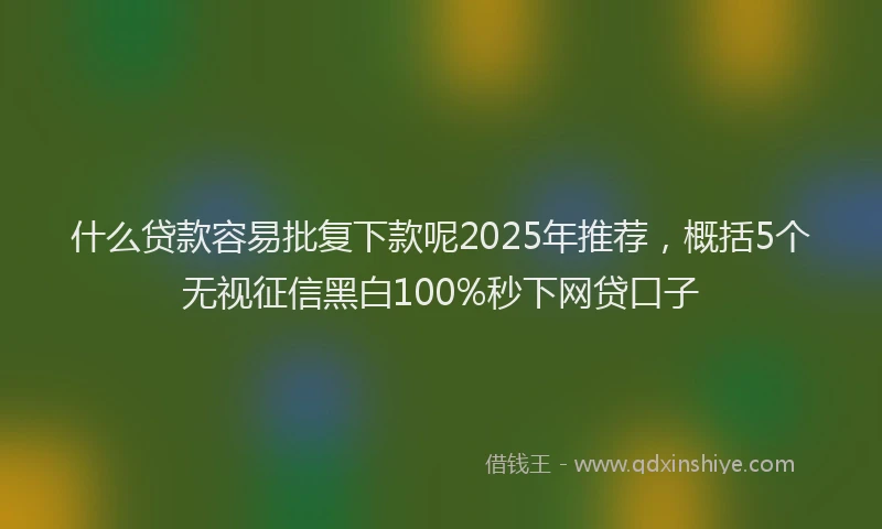 什么贷款容易批复下款呢2025年推荐，概括5个无视征信黑白100%秒下网贷口子