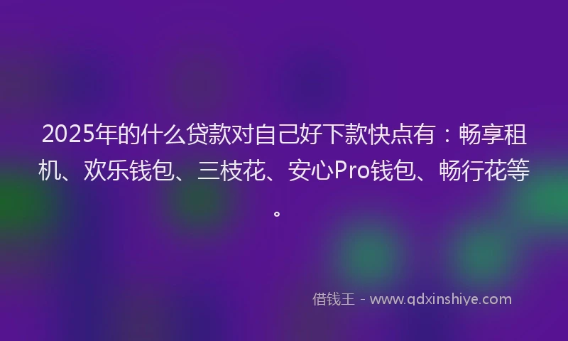 2025年的什么贷款对自己好下款快点有：畅享租机、欢乐钱包、三枝花、安心Pro钱包、畅行花等。