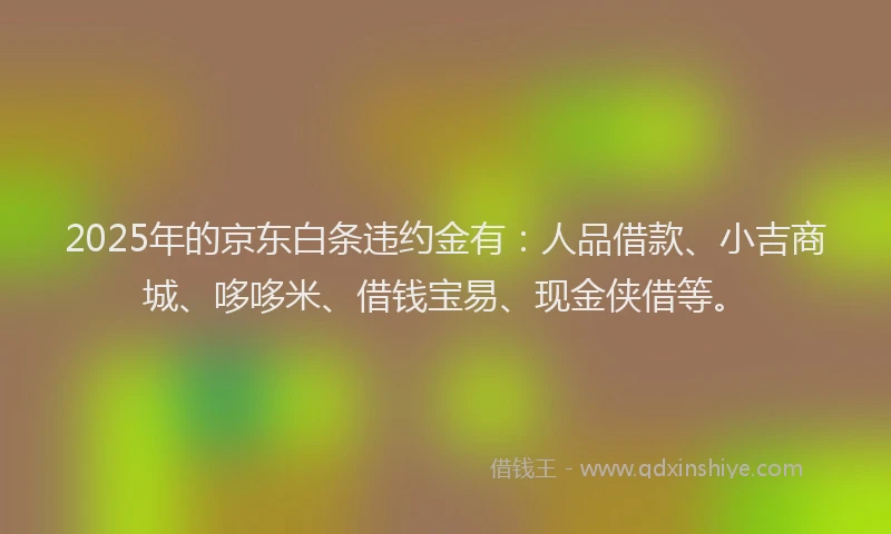 2025年的京东白条违约金有：人品借款、小吉商城、哆哆米、借钱宝易、现金侠借等。