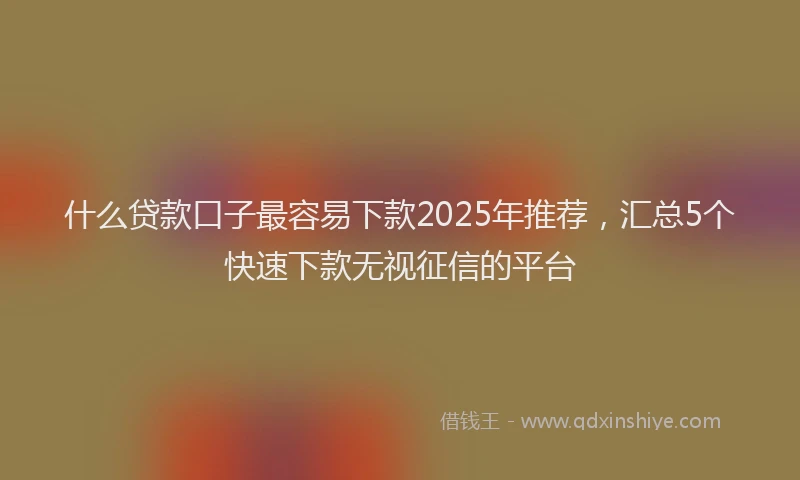 什么贷款口子最容易下款2025年推荐，汇总5个快速下款无视征信的平台