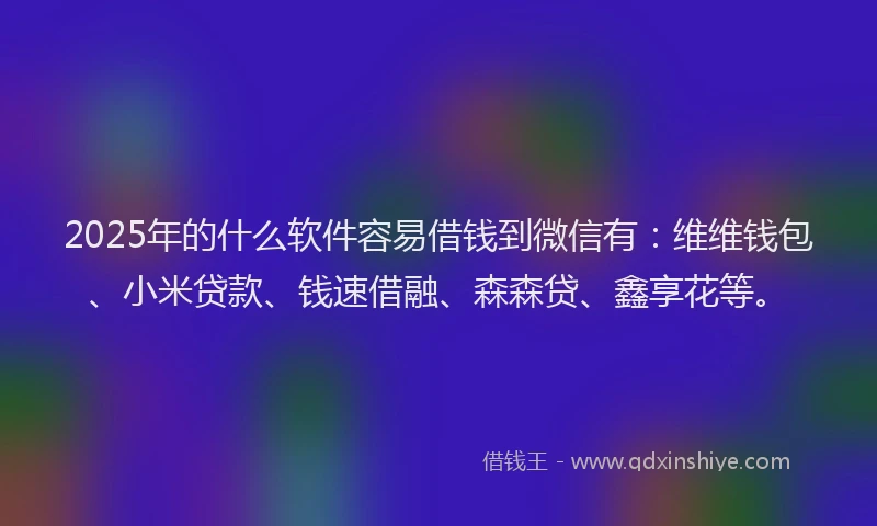 2025年的什么软件容易借钱到微信有：维维钱包、小米贷款、钱速借融、森森贷、鑫享花等。