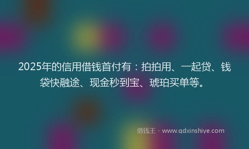 2025年的信用借钱首付有：拍拍用、一起贷、钱袋快融途、现金秒到宝、琥珀买单等。
