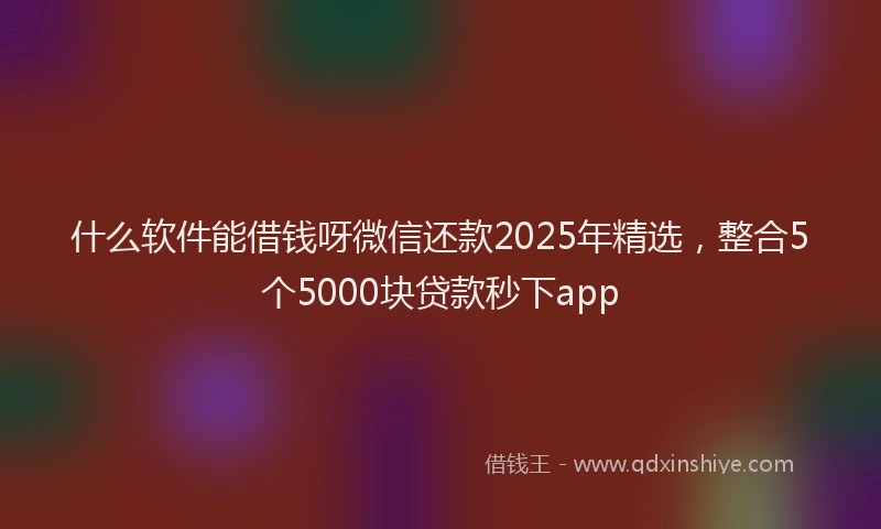 什么软件能借钱呀微信还款2025年精选，整合5个5000块贷款秒下app