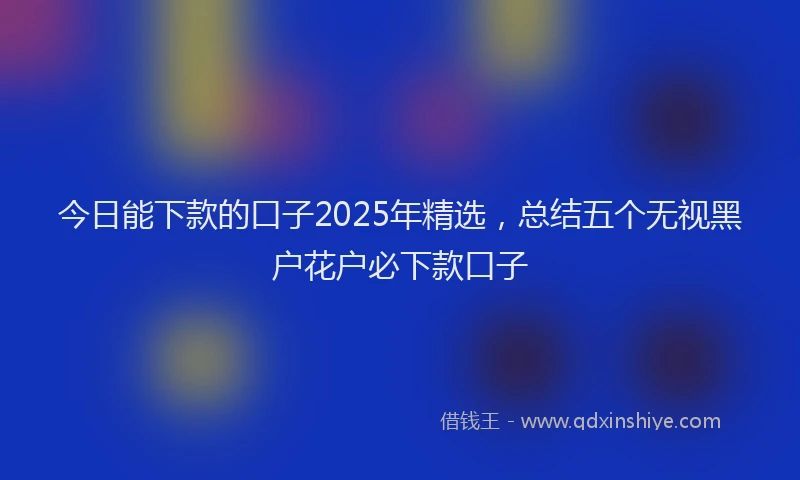 今日能下款的口子2025年精选，总结五个无视黑户花户必下款口子