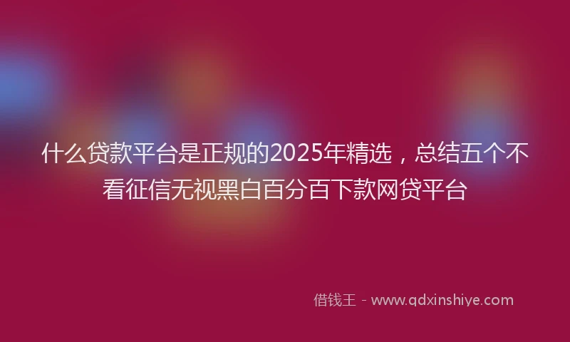 什么贷款平台是正规的2025年精选，总结五个不看征信无视黑白百分百下款网贷平台