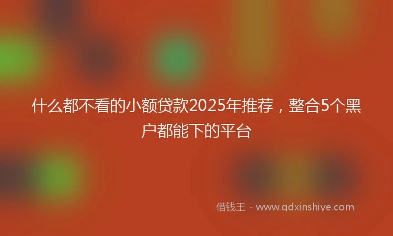 什么都不看的小额贷款2025年推荐，整合5个黑户都能下的平台