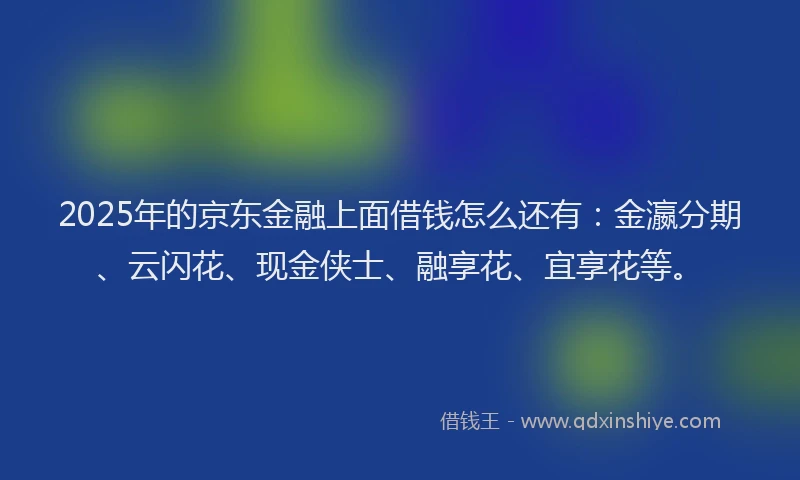 2025年的京东金融上面借钱怎么还有:金瀛分期、云闪花、现金侠士、融享花、宜享花等。