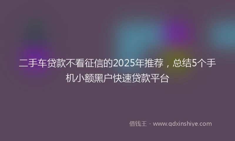 二手车贷款不看征信的2025年推荐，总结5个手机小额黑户快速贷款平台