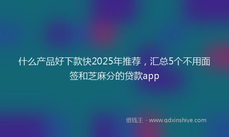 什么产品好下款快2025年推荐，汇总5个不用面签和芝麻分的贷款app