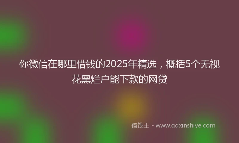 你微信在哪里借钱的2025年精选,概括5个无视花黑烂户能下款的网贷