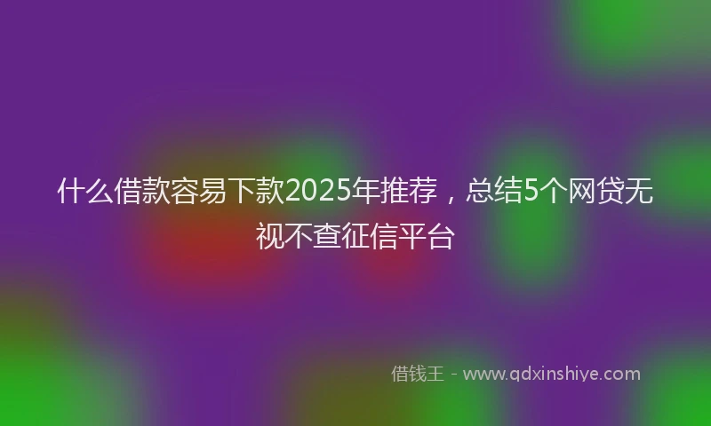 什么借款容易下款2025年推荐，总结5个网贷无视不查征信平台