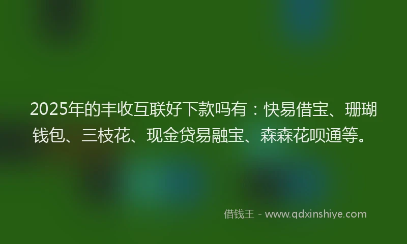 2025年的丰收互联好下款吗有：快易借宝、珊瑚钱包、三枝花、现金贷易融宝、森森花呗通等。