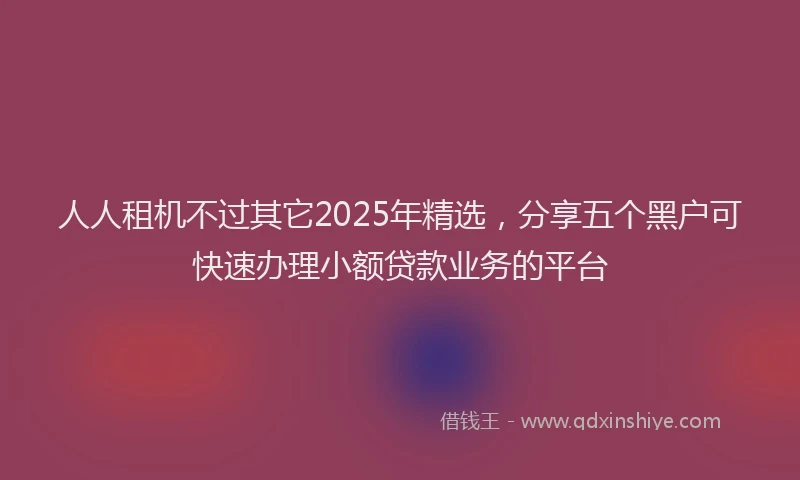 人人租机不过其它2025年精选，分享五个黑户可快速办理小额贷款业务的平台