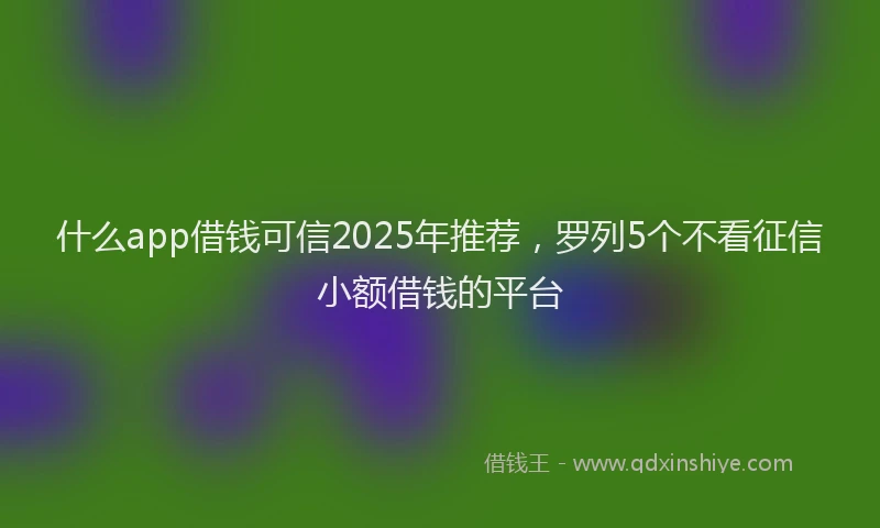 什么app借钱可信2025年推荐，罗列5个不看征信小额借钱的平台