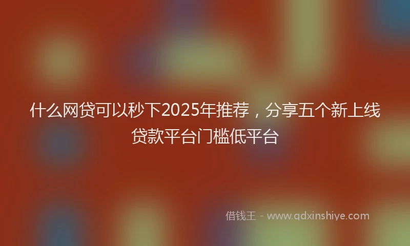 什么网贷可以秒下2025年推荐，分享五个新上线贷款平台门槛低平台