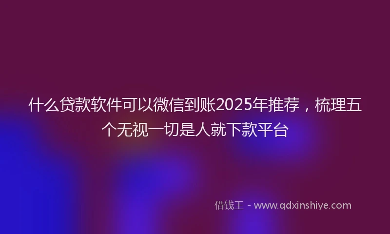 什么贷款软件可以微信到账2025年推荐，梳理五个无视一切是人就下款平台