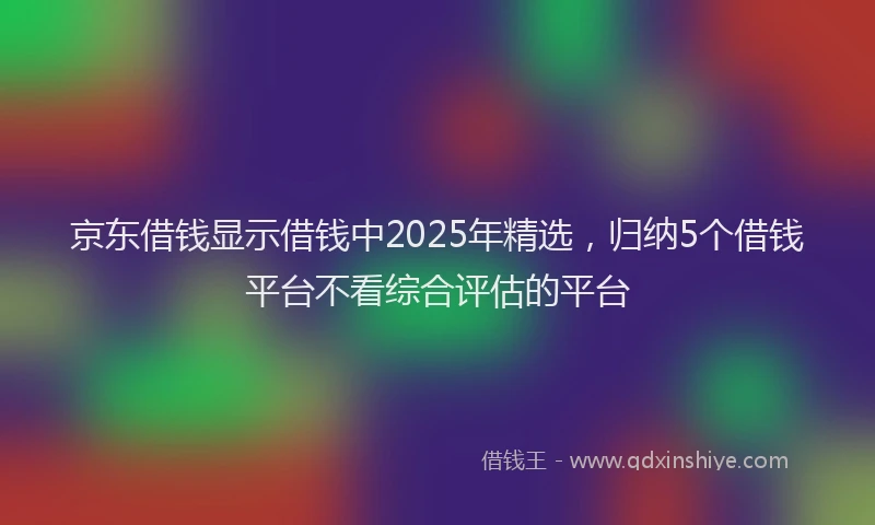 京东借钱显示借钱中2025年精选，归纳5个借钱平台不看综合评估的平台