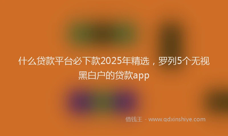 什么贷款平台必下款2025年精选，罗列5个无视黑白户的贷款app