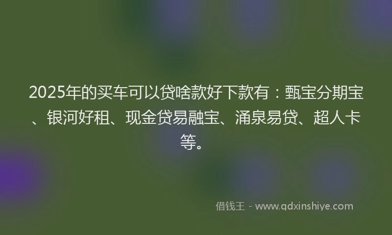 2025年的买车可以贷啥款好下款有：甄宝分期宝、银河好租、现金贷易融宝、涌泉易贷、超人卡等。