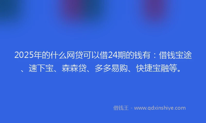 2025年的什么网贷可以借24期的钱有：借钱宝途、速下宝、森森贷、多多易购、快捷宝融等。