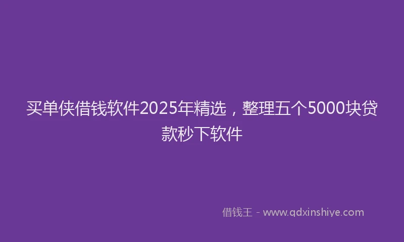 买单侠借钱软件2025年精选，整理五个5000块贷款秒下软件