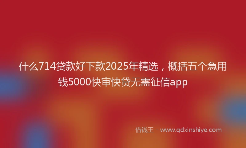 什么714贷款好下款2025年精选，概括五个急用钱5000快审快贷无需征信app