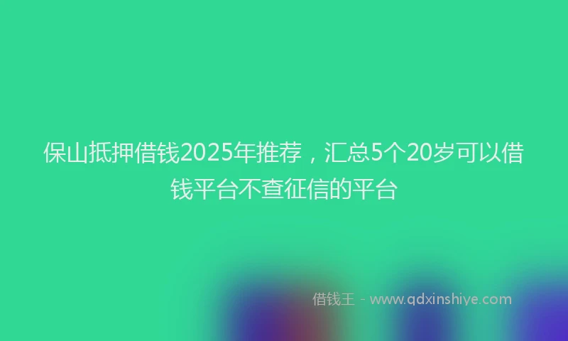 保山抵押借钱2025年推荐，汇总5个20岁可以借钱平台不查征信的平台