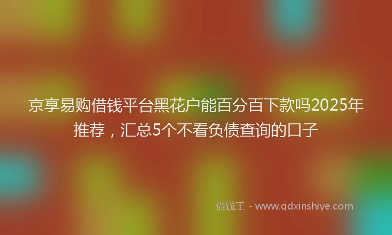 京享易购借钱平台黑花户能百分百下款吗2025年推荐，汇总5个不看负债查询的口子