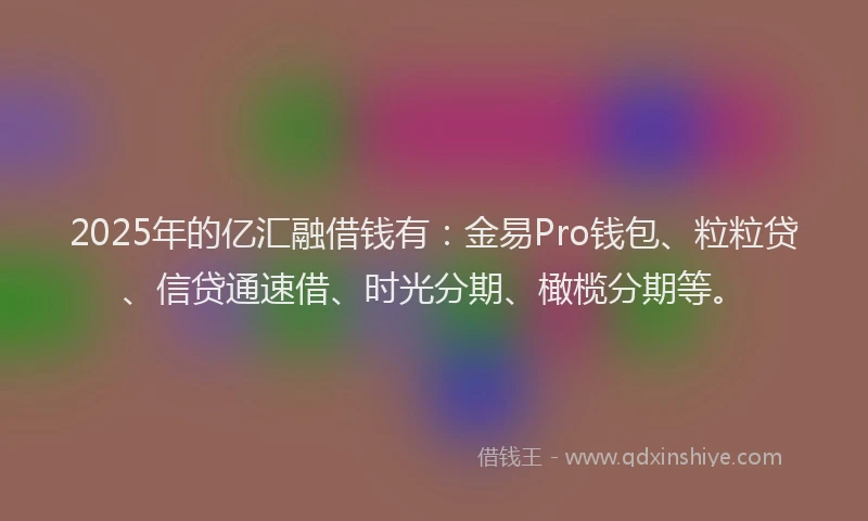 2025年的亿汇融借钱有：金易Pro钱包、粒粒贷、信贷通速借、时光分期、橄榄分期等。