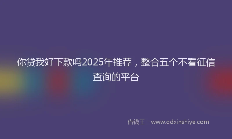 你贷我好下款吗2025年推荐，整合五个不看征信查询的平台