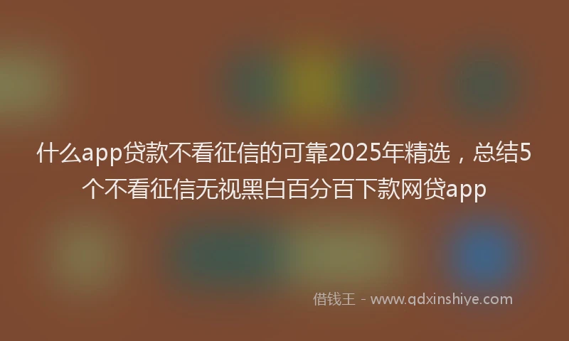 什么app贷款不看征信的可靠2025年精选，总结5个不看征信无视黑白百分百下款网贷app
