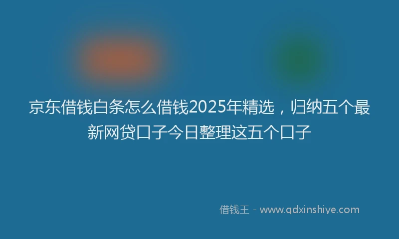 京东借钱白条怎么借钱2025年精选,归纳五个最新网贷口子今日整理这五个口子